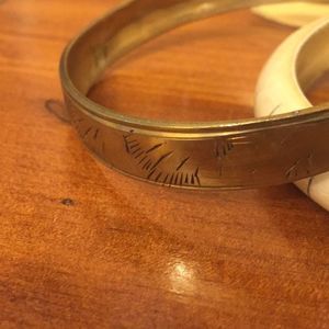 Bangle bracelet, brass, vintage stackable stack